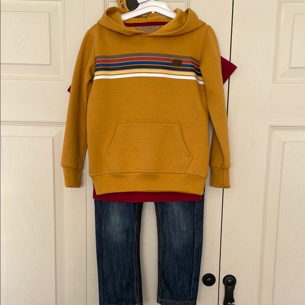 3 pc set: hoodie, t-shirt, jeans